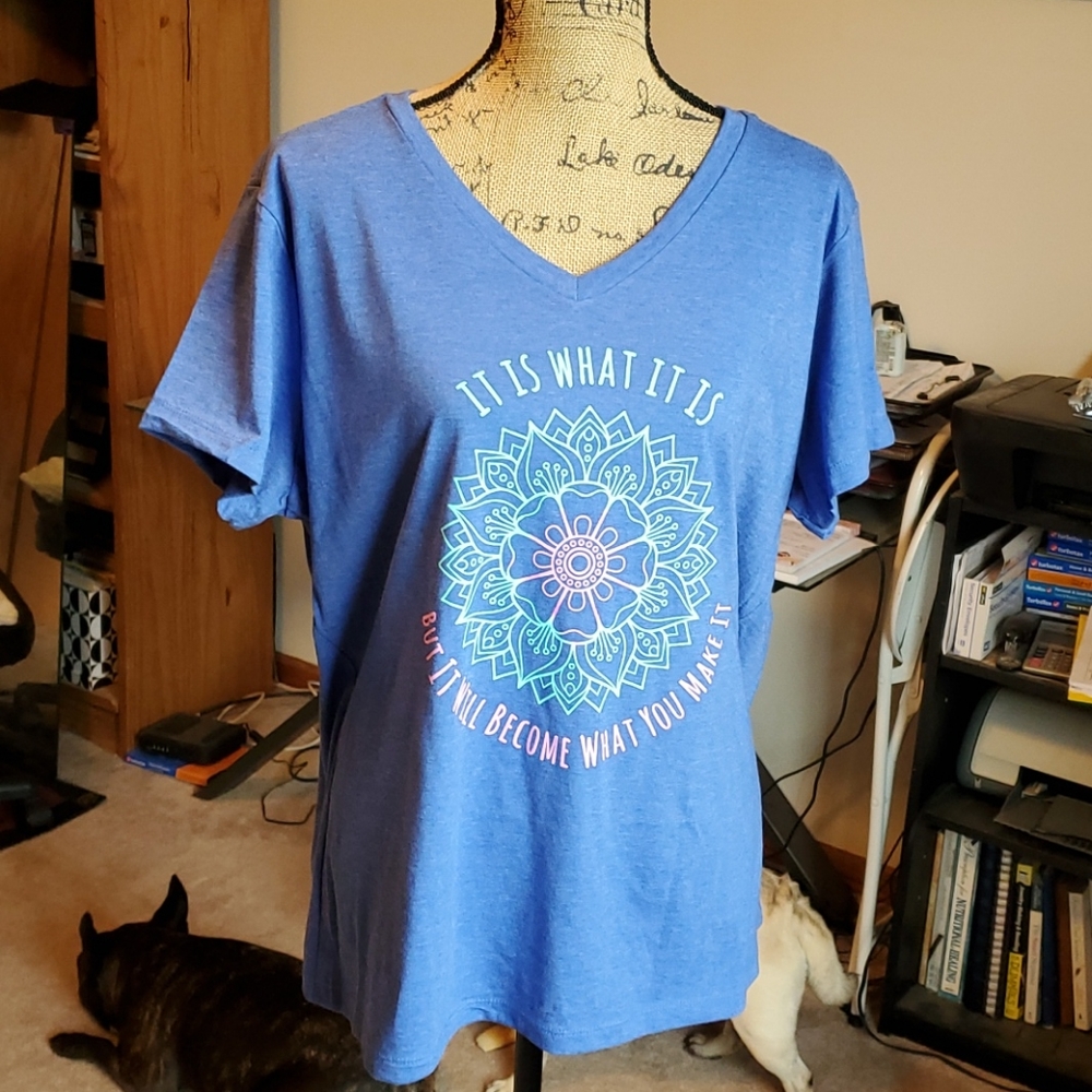 It is what it is...New Blue v-neck t-shirt size 3XL